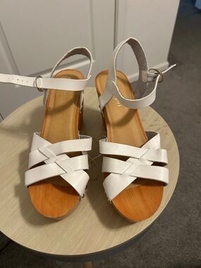 Madden Girl White Crisscross Ankle-Strap Platform Sandals
